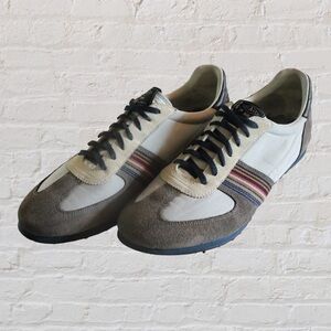 Paul Smith Gray Blue Suede Striped B848 Lace Up Sneakers Shoes
